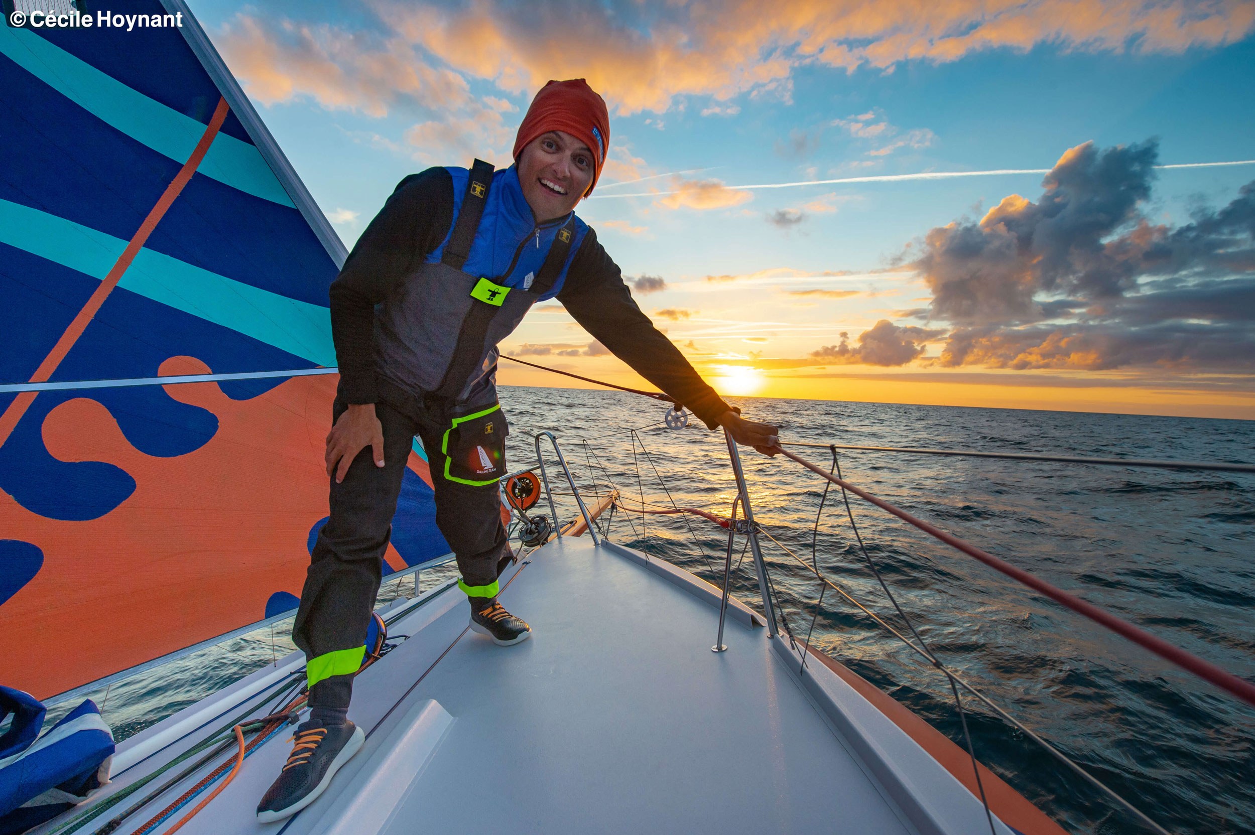 course au large, navigateur en solitaire, Stan Thuret, skipper, Route du Rhum, transatlantique, Class 40, coucher de soleil