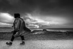 Photo d'art en noir et blanc, tirage limité, lever de soleil sur la côte Bretonne.