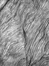 Tirage d'art d'une photo en noir et blanc, en série limitée, numéroté et signé. Plis dans une roche d'une falaise de Belle-Ile évoquant de la peau ridée.